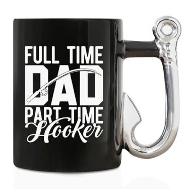 Imagem de Onebttl Caneca de café com presentes de pai, presentes de pesca para pai de filha, filho, caneca de cerâmica engraçada para aniversário, Natal, Dia dos Pais, 382 g - Pai em tempo integral