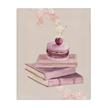 Imagem de Stupell Industries Cherry Macaron on Book Stack Canvas Wall Art, design por Jesse Keith, 76 x 61 cm