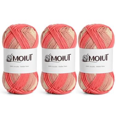 Imagem de Pacote com 3 fios fofos variegados para crochê - fio 100% acrílico penteado 4 - fios ombres volumosos para meias de crochê/cachecol/artesanato - fios de quebra-cabeça Premier 297 g/509 m (3 mar rosa)