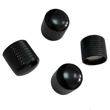 Imagem de OVSAL 4 maçanetas de guitarra baixo Dome Metal Guitar Volume Knobs para Strat Feder Telecaster Jazz Stratocaster Les Paul (preto galvanizado)