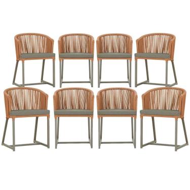 Imagem de 8 Cadeiras De Jantar área Noronha Fendi E8 Trama Original Terra Cota