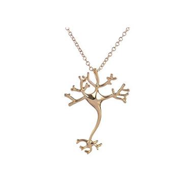 Imagem de AOCHEE Colar vintage de imitação anatômica de células nervosas do cérebro do cérebro do neurônio humano joia biológica, Metal