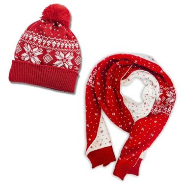 Imagem de Blueberry Pet Gorro masculino feminino de floco de neve de rena feio de Natal para donos de animais de estimação em vermelho e azul tango