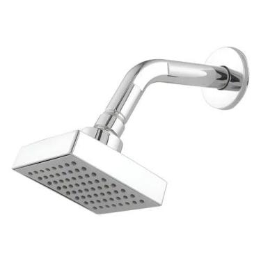 Imagem de Chuveiro Ducha Fria Econômico Jato Forte Quadrado Cromado 10x10cm