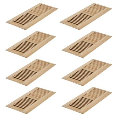 Imagem de Razo Pacote com 8 peças de registro de piso de madeira de carvalho branco, tampa de ventilação com amortecedor, 10 x 30 cm (abertura do duto), inacabado