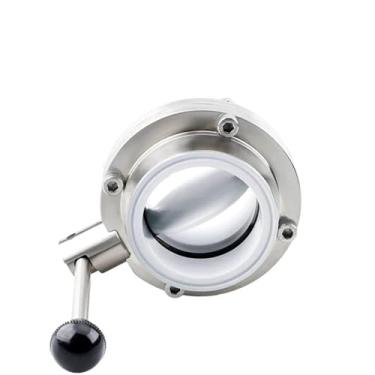 Imagem de Válvula borboleta braçadeira de aço inoxidável 304 válvula borboleta solvente resistente à corrosão manual de grau sanitário (38 mm (TC50,5 mm) SS304)