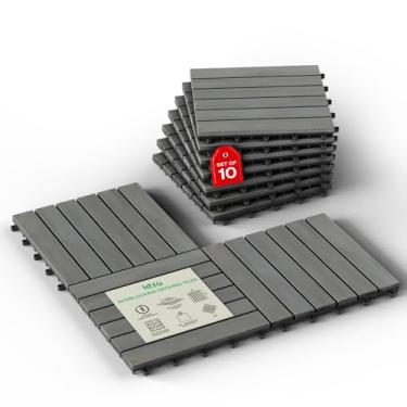 Imagem de Azulejos de madeira interligados 6 ripas - cinza - 10 peças