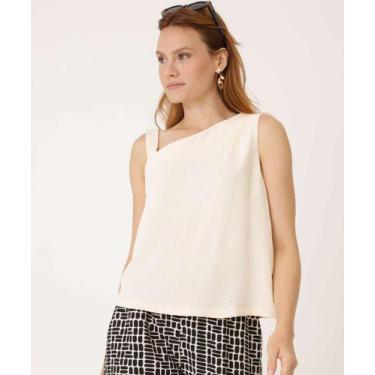 Imagem de Blusa Feminina Decote Assimétrico Sem Manga Marisa-15789, Bege, P