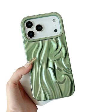 Imagem de Capa de celular luxuosa com textura amassada e revestimento cromado para iPhone 17 Air, 17, 16e, 15, 14 Plus, 13, 12, 11 Pro Max, cor sólida, fosca, capa protetora, verde, para iPhone 16e