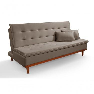 Imagem de Sofá Cama Reclinável Santorini Veludo Confortável Base De Madeira Capuccino 165