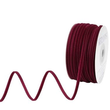 Imagem de Kryvus Fita de veludo vinho 1/20.3 cm x 50 metros, fitas de veludo vintage de nylon para decoração de Natal, fita de embrulho de presente, fabricação de laço, costura, artesanato artesanal, embalagem