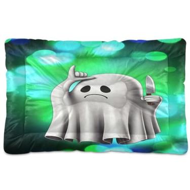 Imagem de SEHANY Cama de cachorro fantasma Halloween Boo Cama de gato com fundo antiderrapante, cama de canil, colchão macio para animais de estimação, lavável para cães pequenos, médios e grandes, gatos, 91 x