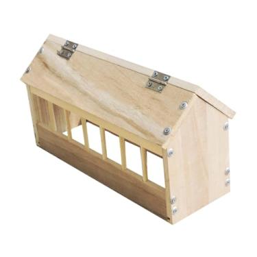 Imagem de WeiLaiKeQi Comedouro para pombos, tigela para alimentação de pássaros, recipiente para menos desperdício, dispensador de ração para aves, madeira maciça para