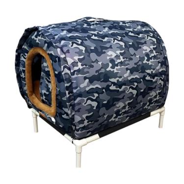 Imagem de Whtkoph Casinha para Gatos de Exterior, Estilo Condomínio, às Intempéries, Elevada E Portátil, Ideal para Quintais E áreas Externas, Azul L