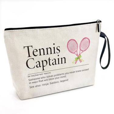 Imagem de Bolsa de cosméticos engraçada com definição de capitão de tênis, bolsa de armazenamento de artigos de higiene pessoal de lona, bolsa de maquiagem com zíper, presentes de agradecimento para amantes de