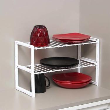 Imagem de Organizador de Armário 3 Níveis Preto – Prateleira Multiuso para Cozinha, Despensa e Banheiro, Rack Grande em Plástico e Aço(Branco)