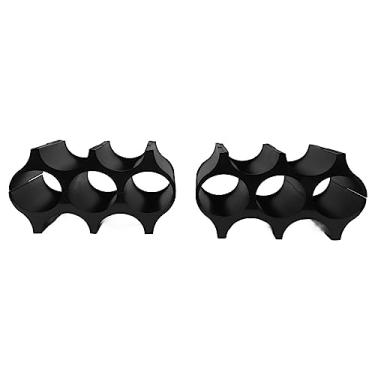 Imagem de MUNEFE Rack para garrafas de vinho tinto preto, prateleiras para vinho de bancada, organizador decorativo de garrafa de vinho de aparência simples para armário de despensa (4