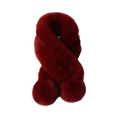 Imagem de Cachecol Feminino Grosso De Pelúcia Com Estampa Cruzada, Gola Térmica 