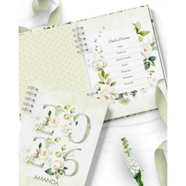 Imagem de Agenda 2026 DATADA, personalizada COM O NOME DO COMPRADOR, folhas decoradas, A5, 2 dias por página(folhas decoradas,Rosas brancas)