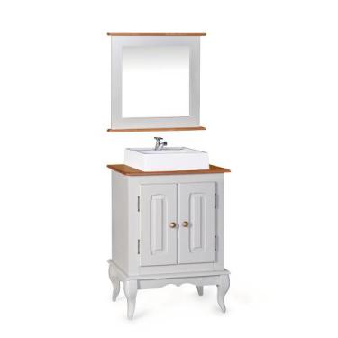 Imagem de Conjunto com Gabinete para Banheiro 2 Portas com Cuba Dália e Espelho 