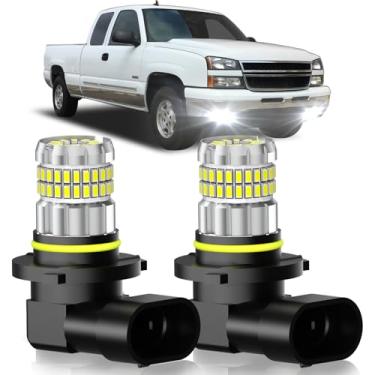 Imagem de SENROBO Adequado para Chevrolet Silverado 1500 2500 3500 HD 2003-2006 lâmpadas de neblina ou DRL, iluminação 360° super brilhante 9005/9145/H10 faróis de neblina, 6000K branco atualizado 4014 Chips