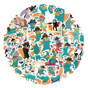 Imagem de 55 peças adesivos Perry The Platypus para garrafa de água infantil, adesivos legais Phineas e Ferbs adesivos à prova d'água para laptops, skate, para-choque, bicicleta, computador, scrapbook, telefone