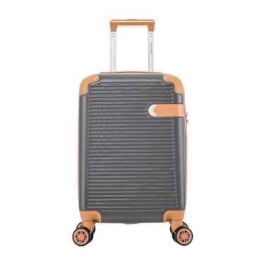 Imagem de Santino Mala de Bordo Rígida - Textura Canelada Distinta, Rodas Duplas Silenciosas 360°, Cadeado com Combinação Numérica | Leveza e Segurança Aprimoradas para Viagens (Chumbo, Pequeno)