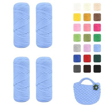 Imagem de Maxee Pacote com 4 fios de camiseta premium (200 g/75 m cada), fio de fita macia para crochê e tricô - cor intensiva e fácil de cuidar