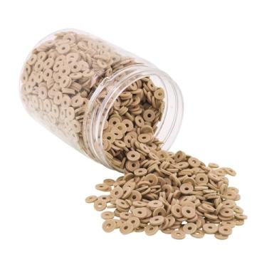 Imagem de Mandala Crafts Kit de contas de 4 mm Tan Heishi para artesanato DIY - 6000 contas planas de disco de argila de polímero para fazer joias, espaçadores redondos, colares e pulseiras da amizade