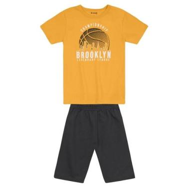 Imagem de Conjunto infantil menino de basquete Brandili, Amarelo, 6
