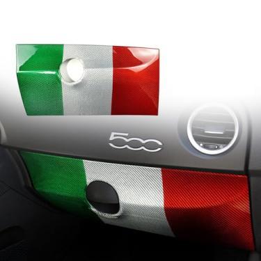 Imagem de FINMOKAL Capa de painel de porta-luvas de carro Co-Pilot de fibra de carbono real compatível com Fiat 500 Abarth 595 695 2008-2024 (serve apenas para LHD, Tri-Color)