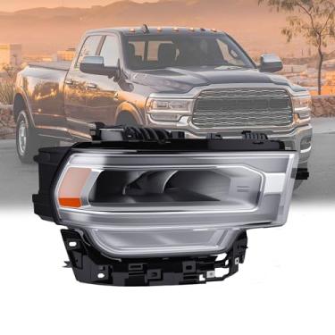 Imagem de Conjunto de farol de LED compatível com Dodge Ram 2500 3500 2019 2020 2021 2022 2023 2024 farol cromado com luz LED de circulação diurna DRL lado esquerdo do motorista 68360181AD (lado direito do
