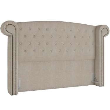 Imagem de Cabeceira Cama Box Casal com Tachas 140 cm Sofia P05 Linho Creme - Lyam Decor