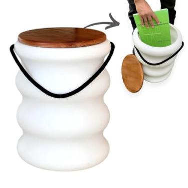 Imagem de Banqueta Baú Premium Ondulado Madeira Corda Náutica Suporte 150kg - Versatilidade e Sofisticação em um Design Moderno