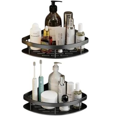 Imagem de Prateleira de Canto em L Multiuso, Alumínio, Preta, 21x28x5cm, 2 Unidades, com Suportes e Parafusos