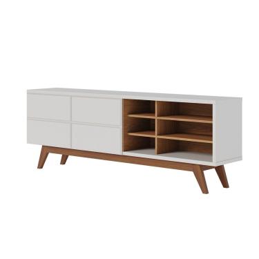 Imagem de Bancada Noronha 180cm 2 Portas De Giro Off White Matte/freijo - Ssx Multicoisas