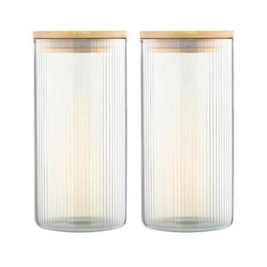 Imagem de Kit 2 Pote Hermético Mantimento Alimentos Cozinha Vidro Canelado Com T