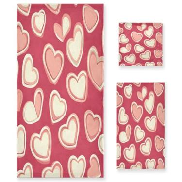 Imagem de Wassud Conjunto de 3 toalhas de banho para dia dos namorados, super macias e absorventes para banheiro, toalhas de banho de secagem rápida, toalha de banho para academia, spa, hotel