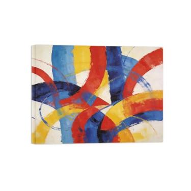 Imagem de Impressões abstratas em tela-Quadro texturizado para parede-Azul vermelho e amarelo 9-Pintura moderna para sala de estar 30x40cm Tela Embrulhada