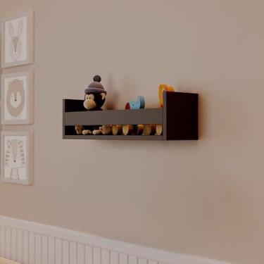Imagem de Prateleira Porta Brinquedo Preta 50 x 12cm Suporte Invisivel