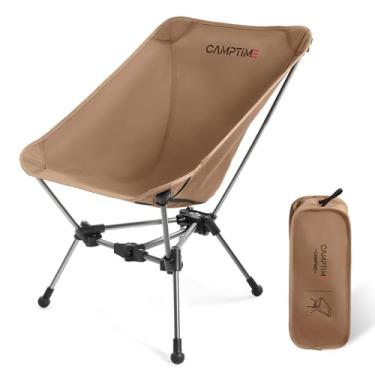 Imagem de Camptime Cadeiras de acampamento atualizadas Plus, cadeira dobrável leve com bolso lateral, cadeira de mochila compacta e portátil para acampamento, caminhada, praia, capacidade de 150 kg, cáqui