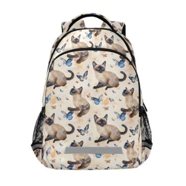 Imagem de ODAWA Cats Butterflies Beige Backpack for Elementary Students - Lightweight Bookbag Fits 12.9 inch Laptop