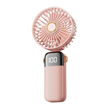 Imagem de Ventilador Elétrico Portátil de Mão Resfriamento Desktop Pescoço Indoor Redução Ruído Silencioso Turbina 12000RPM Vento Ajustável Suporte para Celular Carregamento Type-C