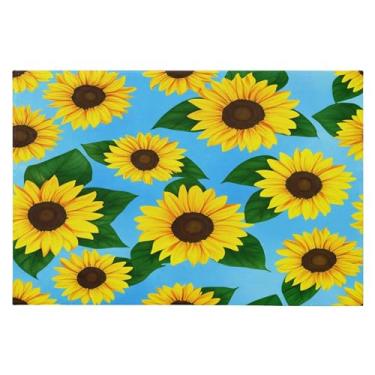 Imagem de Wassud Tapete de porta girassóis 61 x 89 cm, tapete de área lavável antiderrapante com suporte de borracha, tapete macio e macio para sala de estar, quarto, entrada, entrada