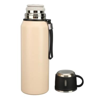 Imagem de Alomejor Garrafa de água, Garrafa de água a Vácuo de 1200 Ml de Aço Inoxidável Isolada Com Dispensador de um Toque Infusor de chá para o Escritório de Acampamento (11,7in)