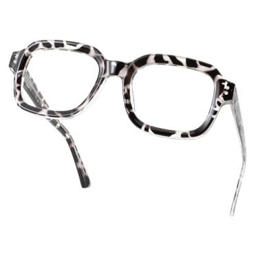 Imagem de Óculos de Proteção Contra Luz Azul JFXQDR Unissex Armação Quadrada Retrô Gamer para Computador Anti reflexo & Proteção UV400 Certificada Modelo RF6214 (Leopardo)