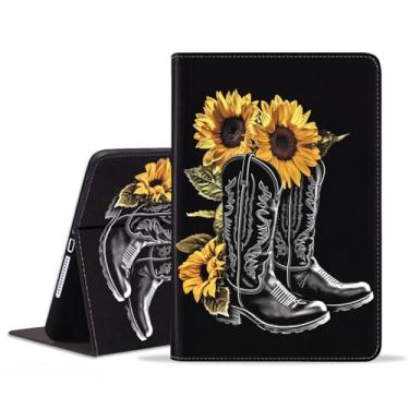 Imagem de stmedazm Capa para Samsung Galaxy Tab A11 Plus (2025)/A9 Plus (2023) 28 cm, capa dobrável de couro sintético premium com suporte para despertar/hibernar automático - Botas de cowboy ocidentais com