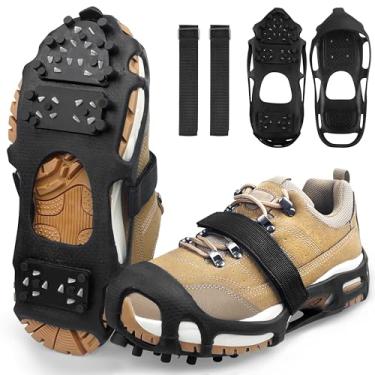 Imagem de Chuteiras para neve no gelo para sapatos e botas, travas de tração para caminhada para homens e mulheres, andando no gelo e na neve, antiderrapante, 28 travas para tração no gelo