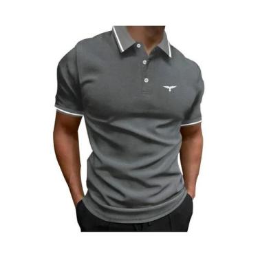 Imagem de Camisa Polo Masculina Slim Fit De Secagem Rápida Em Cor Sólida Com Man