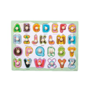 Imagem de Alfabeto de madeira e quebra-cabeça numérico para o aprendizado de crianças